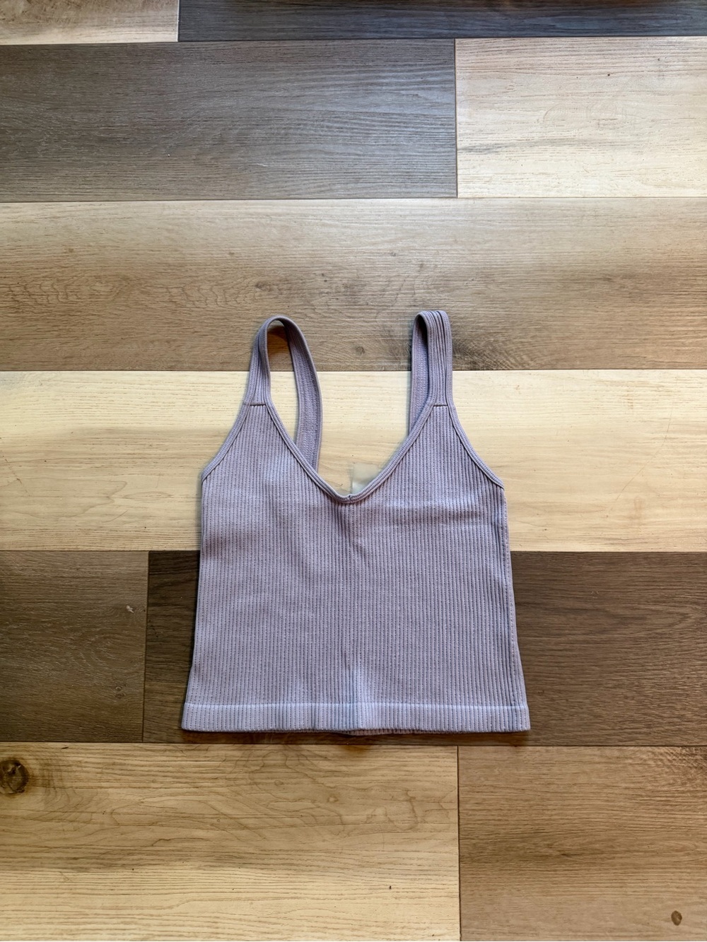 Ribbed V-Neck Tank Top - Lavender